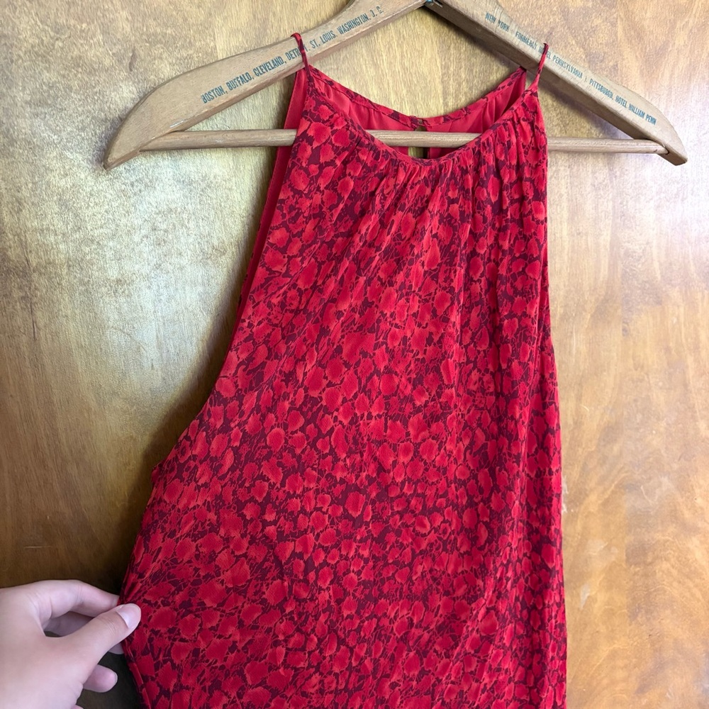 Vintage 100% Silk Red Maxi Slip Dress Fairy Y2K Asymmetrical Mcbling Snake Print - Picture 7 of 15